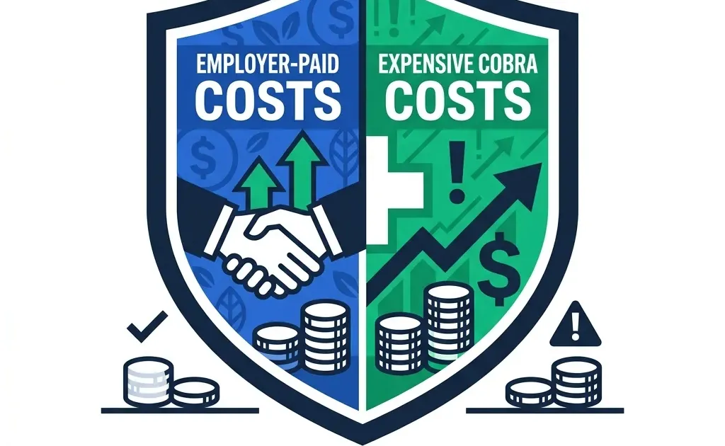 Health insurance shield split between employer-paid and employee COBRA cost