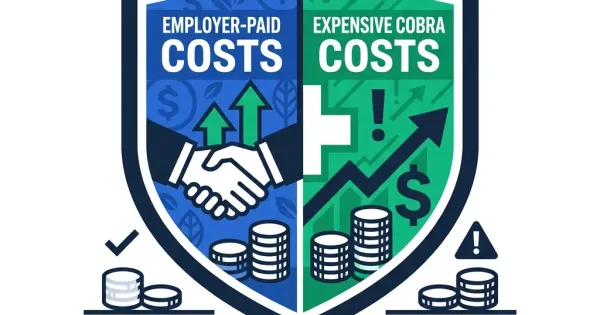 Health insurance shield split between employer-paid and employee COBRA cost